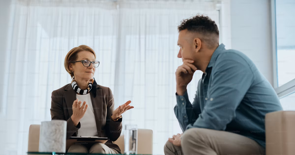 Person talking to therapist